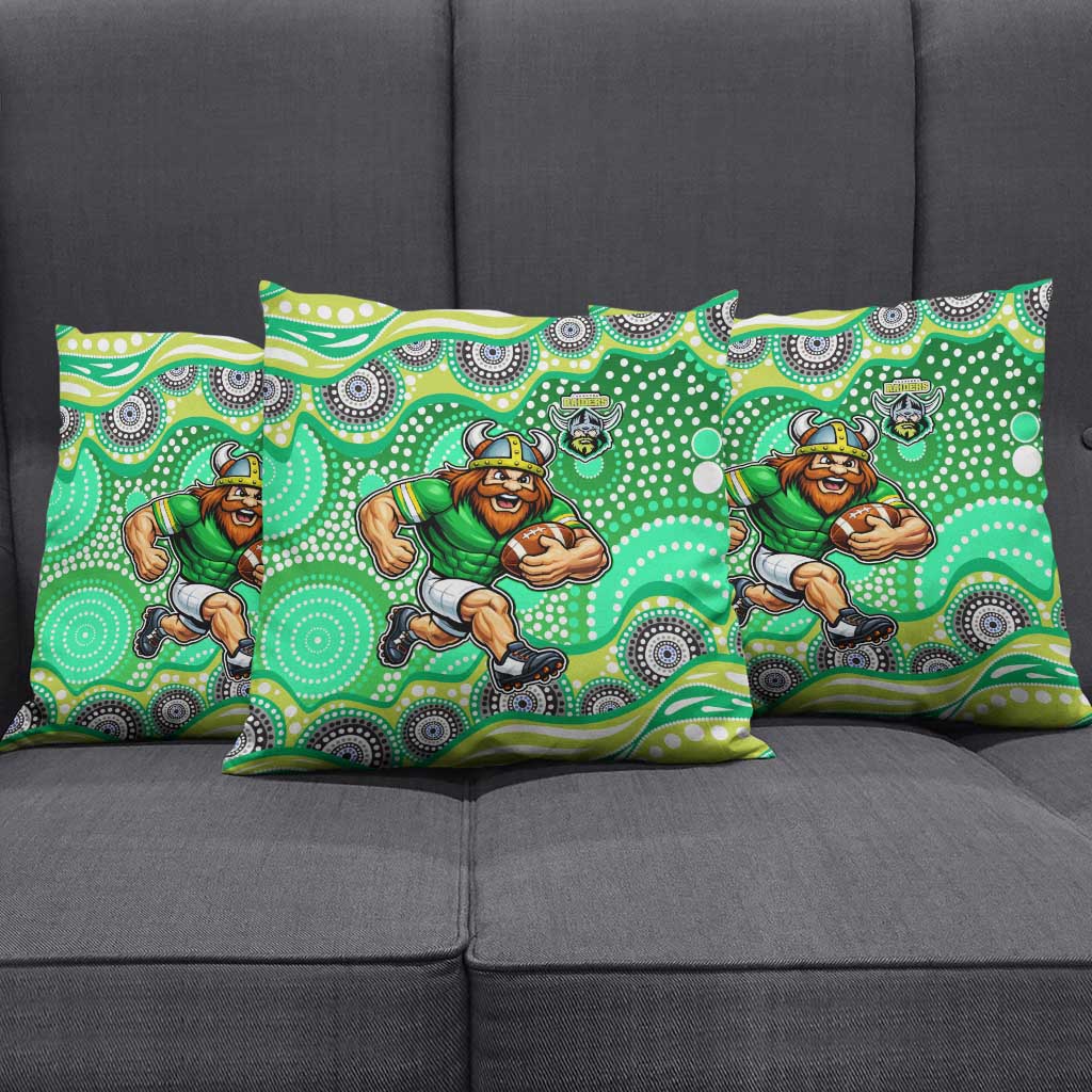 Canberra Raiders Pillow Cover Aboriginal Dot Pattern - Rugby Mascot Heritage Pride