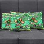 Canberra Raiders Pillow Cover Aboriginal Dot Pattern - Rugby Mascot Heritage Pride