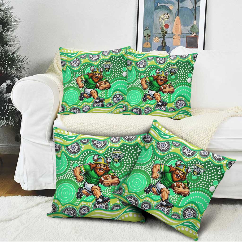 Canberra Raiders Pillow Cover Aboriginal Dot Pattern - Rugby Mascot Heritage Pride