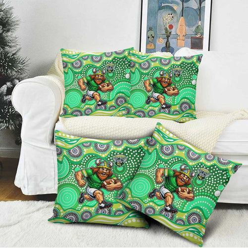 Canberra Raiders Pillow Cover Aboriginal Dot Pattern - Rugby Mascot Heritage Pride