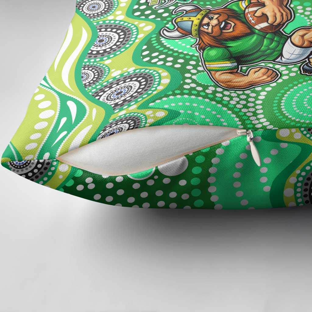 Canberra Raiders Pillow Cover Aboriginal Dot Pattern - Rugby Mascot Heritage Pride