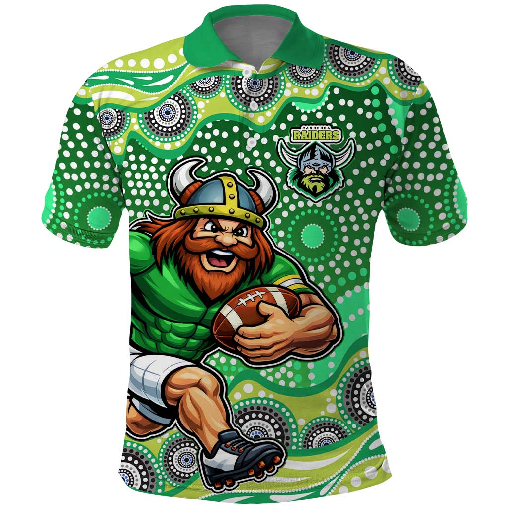 Canberra Raiders Polo Shirt Aboriginal Dot Pattern - Rugby Mascot Heritage Pride
