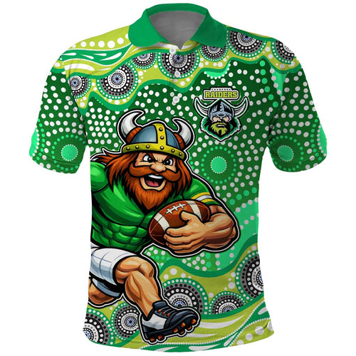 Canberra Raiders Polo Shirt Aboriginal Dot Pattern - Rugby Mascot Heritage Pride