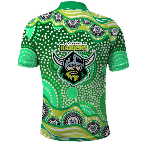 Canberra Raiders Polo Shirt Aboriginal Dot Pattern - Rugby Mascot Heritage Pride
