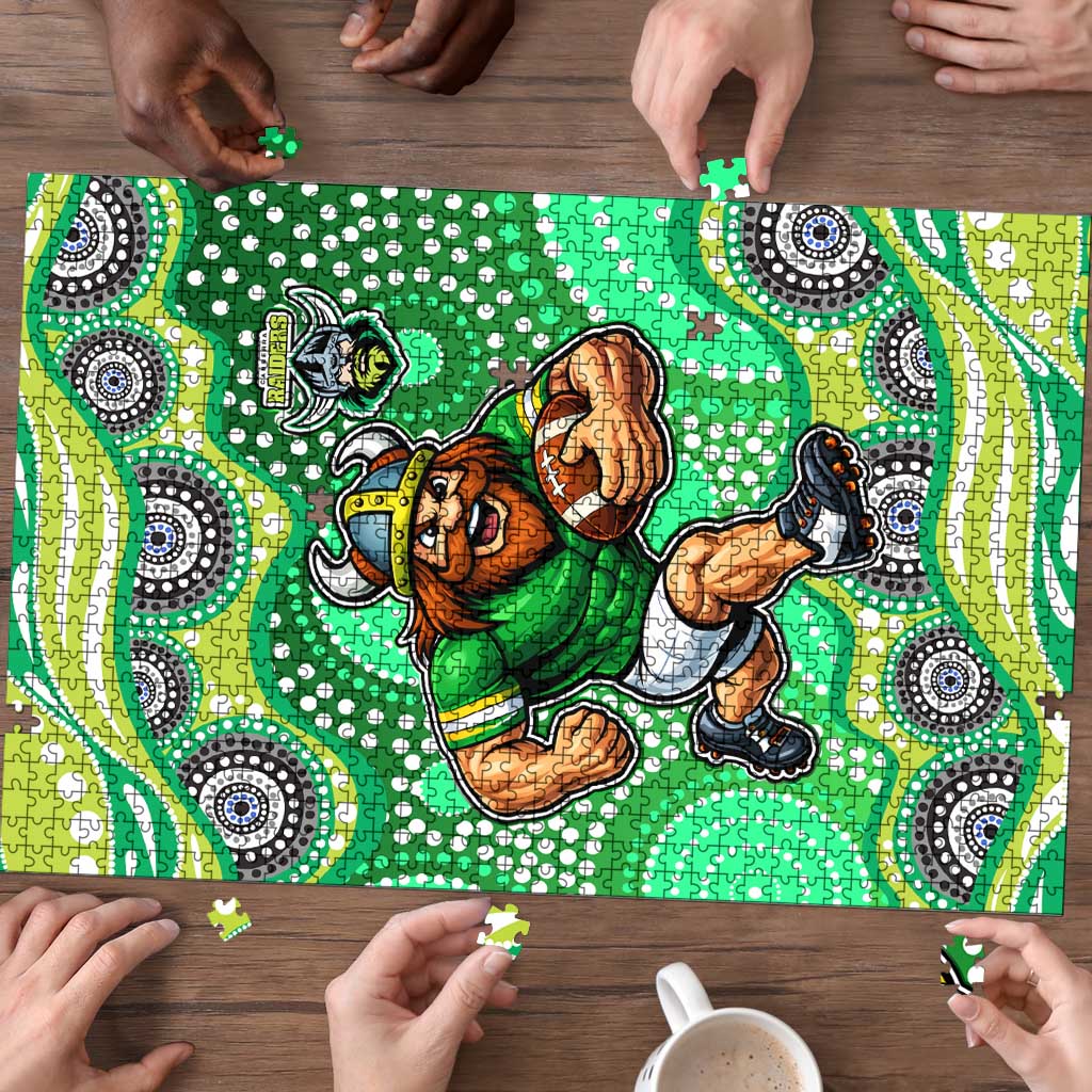 Canberra Raiders Puzzle Aboriginal Dot Pattern - Rugby Mascot Heritage Pride