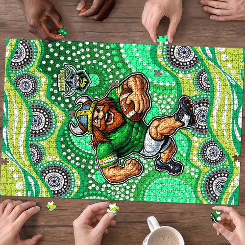Canberra Raiders Puzzle Aboriginal Dot Pattern - Rugby Mascot Heritage Pride