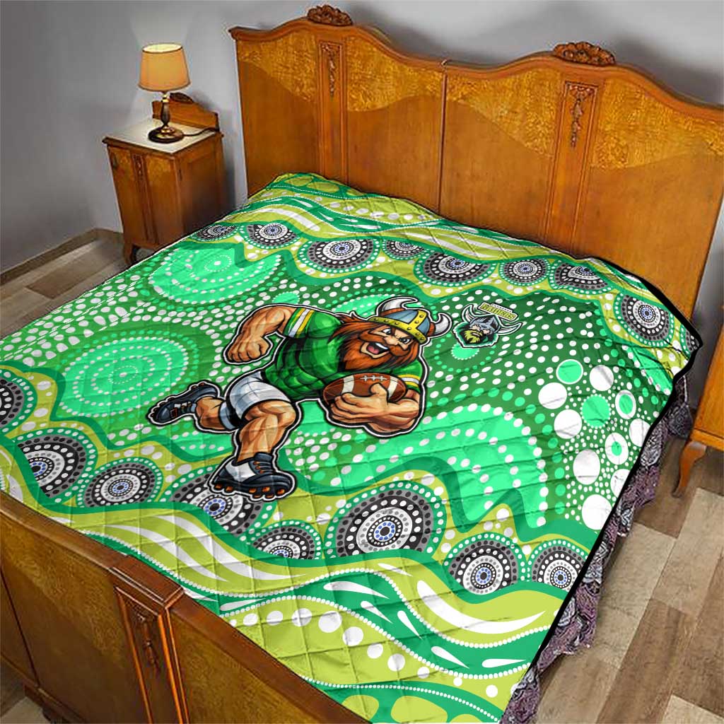 Canberra Raiders Quilt Aboriginal Dot Pattern - Rugby Mascot Heritage Pride