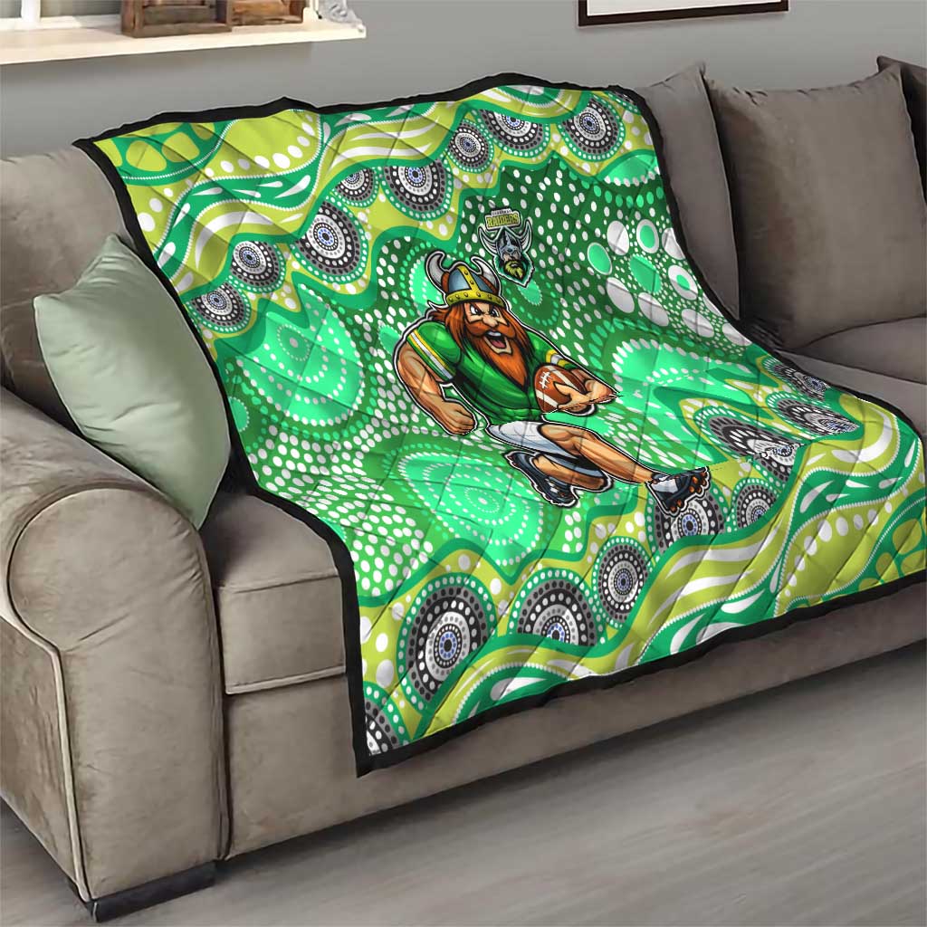 Canberra Raiders Quilt Aboriginal Dot Pattern - Rugby Mascot Heritage Pride