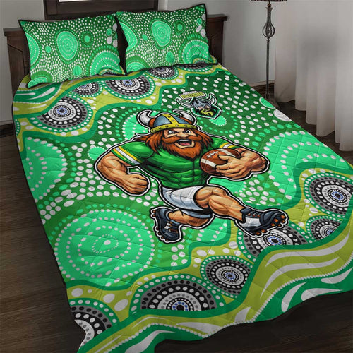 Canberra Raiders Quilt Bed Set Aboriginal Dot Pattern - Rugby Mascot Heritage Pride