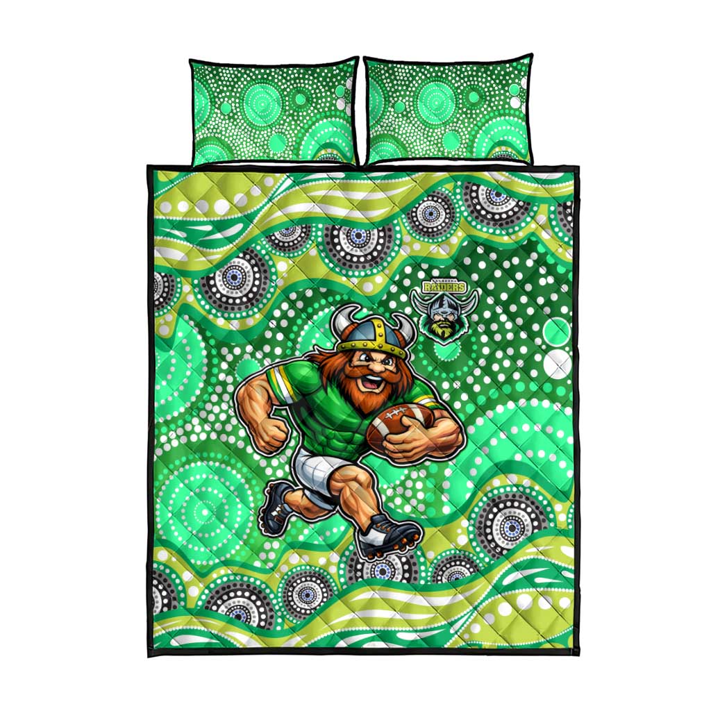 Canberra Raiders Quilt Bed Set Aboriginal Dot Pattern - Rugby Mascot Heritage Pride