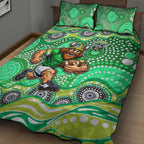 Canberra Raiders Quilt Bed Set Aboriginal Dot Pattern - Rugby Mascot Heritage Pride