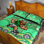 Canberra Raiders Quilt Bed Set Aboriginal Dot Pattern - Rugby Mascot Heritage Pride