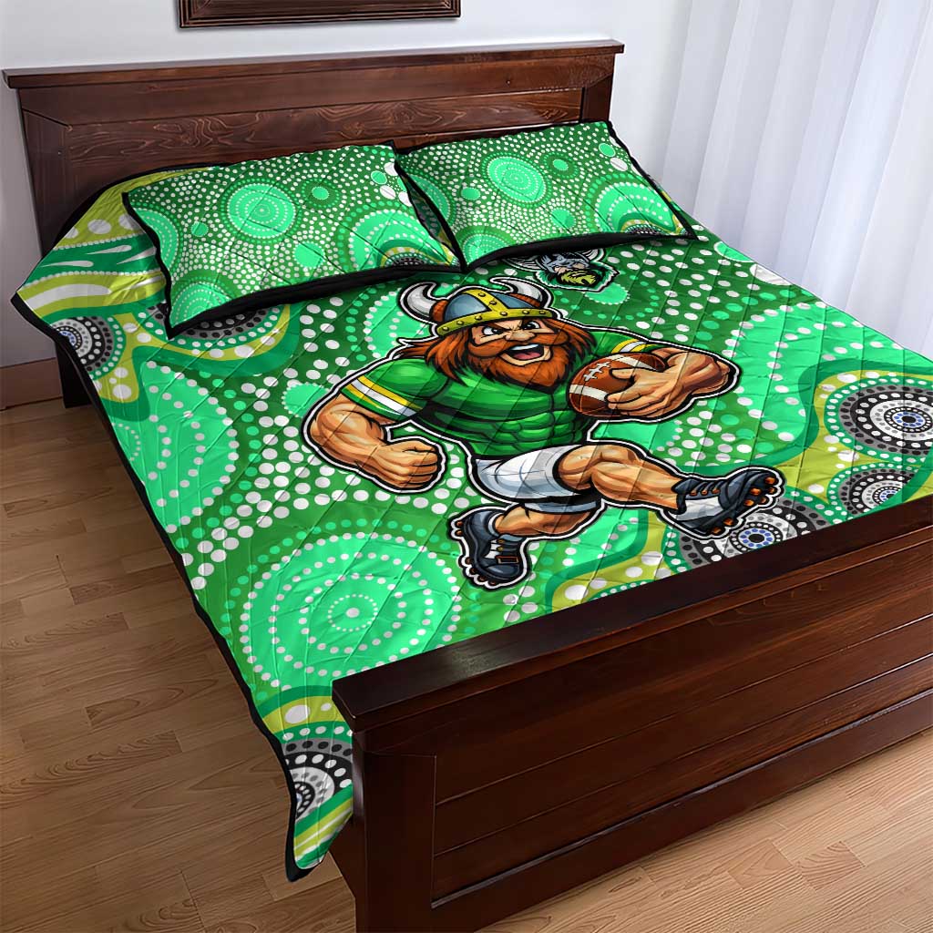 Canberra Raiders Quilt Bed Set Aboriginal Dot Pattern - Rugby Mascot Heritage Pride