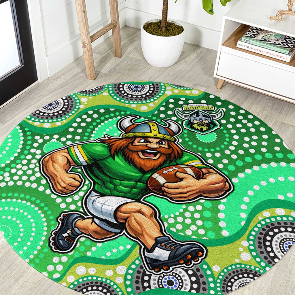 Canberra Raiders Round Carpet Aboriginal Dot Pattern - Rugby Mascot Heritage Pride