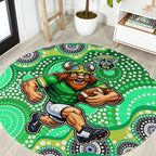 Canberra Raiders Round Carpet Aboriginal Dot Pattern - Rugby Mascot Heritage Pride