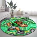 Canberra Raiders Round Carpet Aboriginal Dot Pattern - Rugby Mascot Heritage Pride