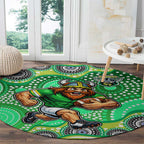 Canberra Raiders Round Carpet Aboriginal Dot Pattern - Rugby Mascot Heritage Pride
