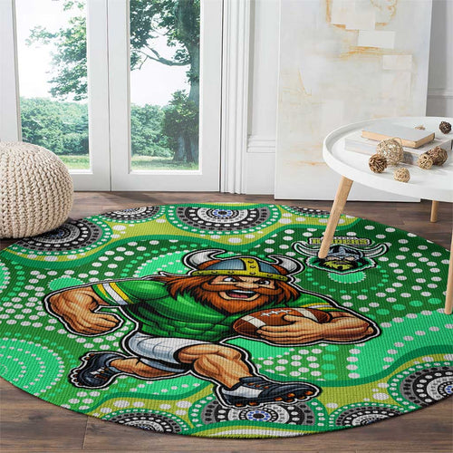 Canberra Raiders Round Carpet Aboriginal Dot Pattern - Rugby Mascot Heritage Pride
