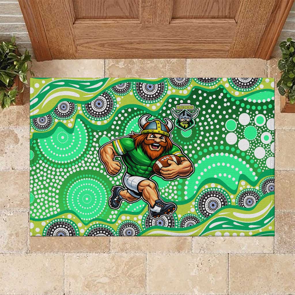 Canberra Raiders Rubber Doormat Aboriginal Dot Pattern - Rugby Mascot Heritage Pride