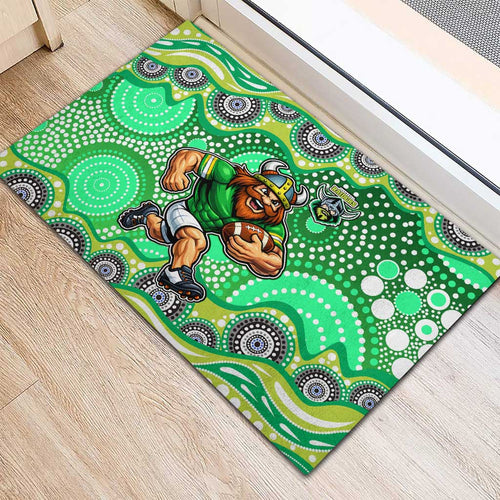 Canberra Raiders Rubber Doormat Aboriginal Dot Pattern - Rugby Mascot Heritage Pride
