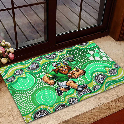 Canberra Raiders Rubber Doormat Aboriginal Dot Pattern - Rugby Mascot Heritage Pride