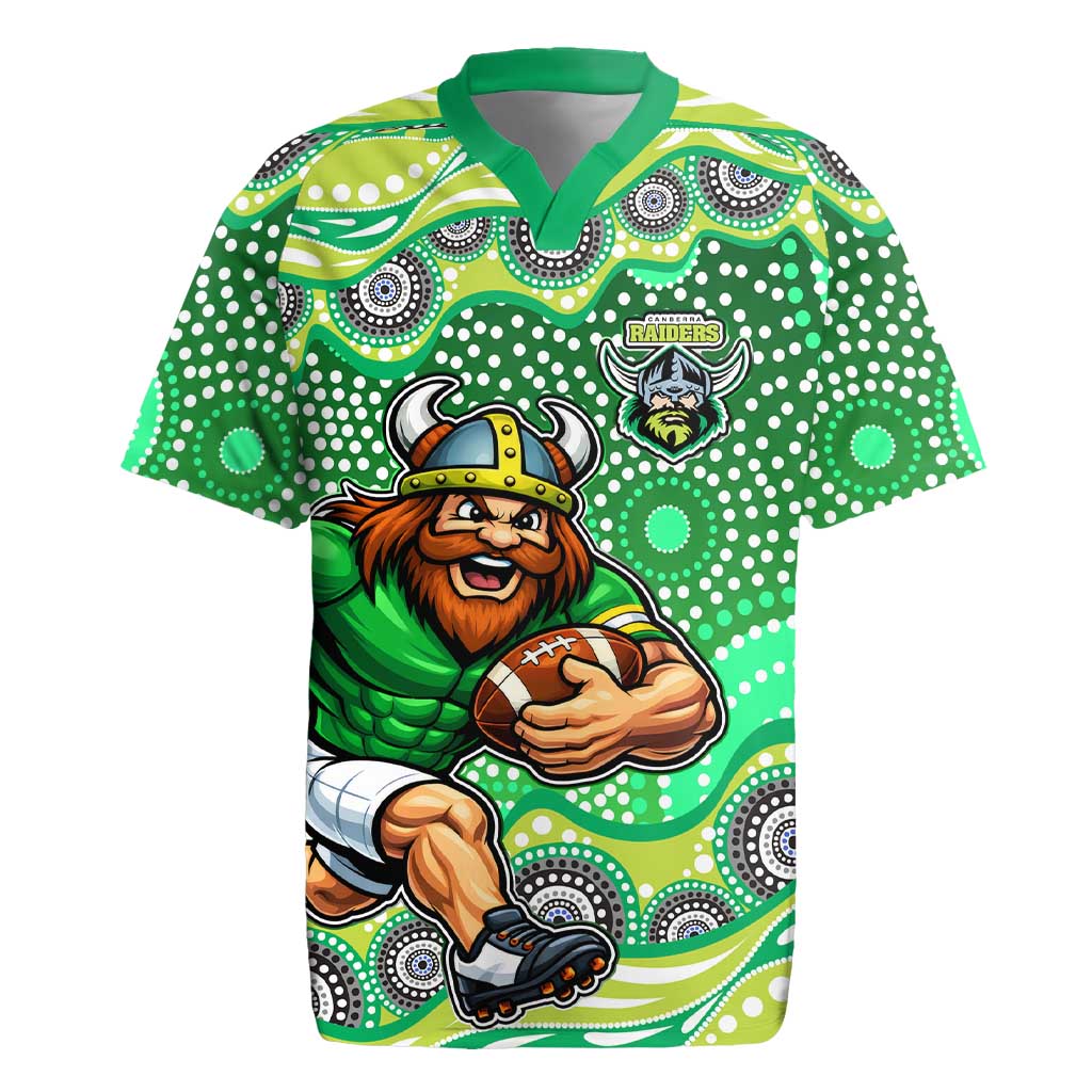 Canberra Raiders Rugby Jersey Aboriginal Dot Pattern - Rugby Mascot Heritage Pride