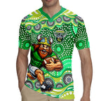 Canberra Raiders Rugby Jersey Aboriginal Dot Pattern - Rugby Mascot Heritage Pride
