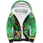 Canberra Raiders Sherpa Hoodie Aboriginal Dot Pattern - Rugby Mascot Heritage Pride
