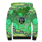 Canberra Raiders Sherpa Hoodie Aboriginal Dot Pattern - Rugby Mascot Heritage Pride