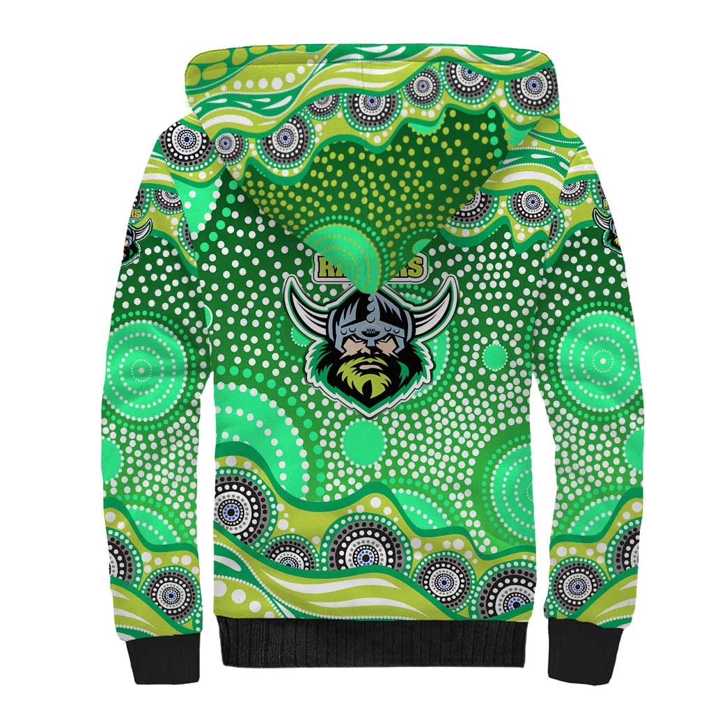 Canberra Raiders Sherpa Hoodie Aboriginal Dot Pattern - Rugby Mascot Heritage Pride