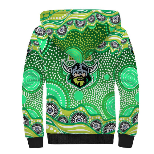Canberra Raiders Sherpa Hoodie Aboriginal Dot Pattern - Rugby Mascot Heritage Pride