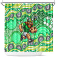 Canberra Raiders Shower Curtain Aboriginal Dot Pattern - Rugby Mascot Heritage Pride