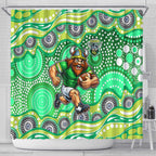 Canberra Raiders Shower Curtain Aboriginal Dot Pattern - Rugby Mascot Heritage Pride