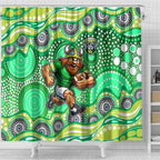 Canberra Raiders Shower Curtain Aboriginal Dot Pattern - Rugby Mascot Heritage Pride