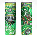 Canberra Raiders Skinny Tumbler Aboriginal Dot Pattern - Rugby Mascot Heritage Pride