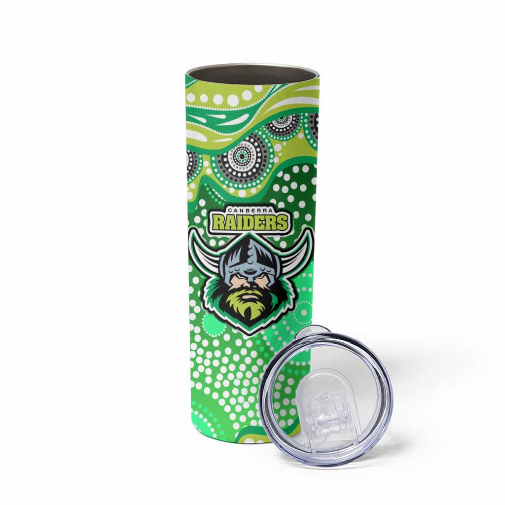 Canberra Raiders Skinny Tumbler Aboriginal Dot Pattern - Rugby Mascot Heritage Pride