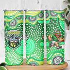 Canberra Raiders Skinny Tumbler Aboriginal Dot Pattern - Rugby Mascot Heritage Pride