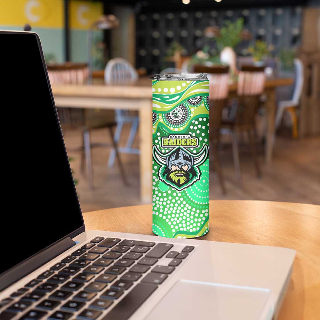 Canberra Raiders Skinny Tumbler Aboriginal Dot Pattern - Rugby Mascot Heritage Pride