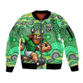 Canberra Raiders Sleeve Zip Bomber Jacket Aboriginal Dot Pattern - Rugby Mascot Heritage Pride