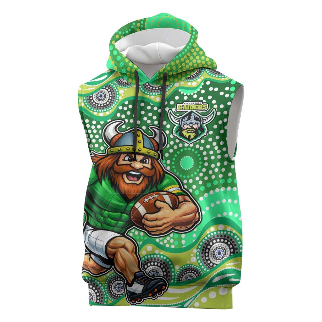 Canberra Raiders Sleeveless Hoodie Aboriginal Dot Pattern - Rugby Mascot Heritage Pride