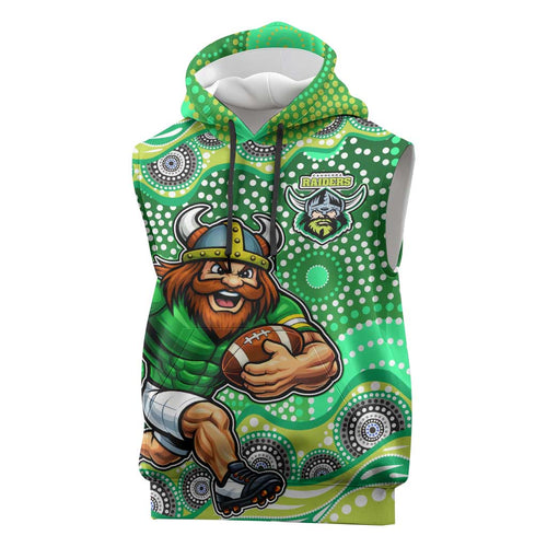 Canberra Raiders Sleeveless Hoodie Aboriginal Dot Pattern - Rugby Mascot Heritage Pride