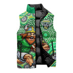 Canberra Raiders Sleeveless Puffer Jacket Aboriginal Dot Pattern - Rugby Mascot Heritage Pride