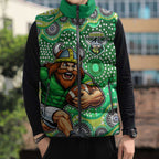 Canberra Raiders Sleeveless Puffer Jacket Aboriginal Dot Pattern - Rugby Mascot Heritage Pride