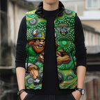 Canberra Raiders Sleeveless Puffer Jacket Aboriginal Dot Pattern - Rugby Mascot Heritage Pride