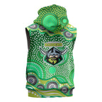 Canberra Raiders Sleeveless Zip Hoodie Aboriginal Dot Pattern - Rugby Mascot Heritage Pride