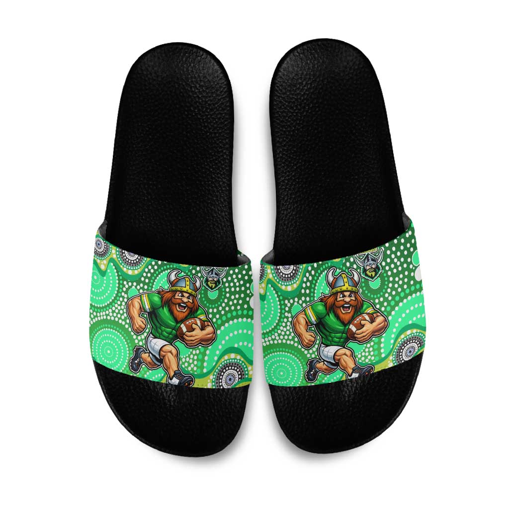Canberra Raiders Slide Sandals Aboriginal Dot Pattern - Rugby Mascot Heritage Pride
