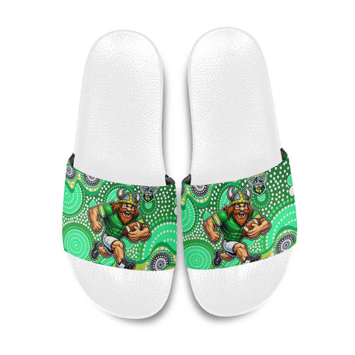Canberra Raiders Slide Sandals Aboriginal Dot Pattern - Rugby Mascot Heritage Pride