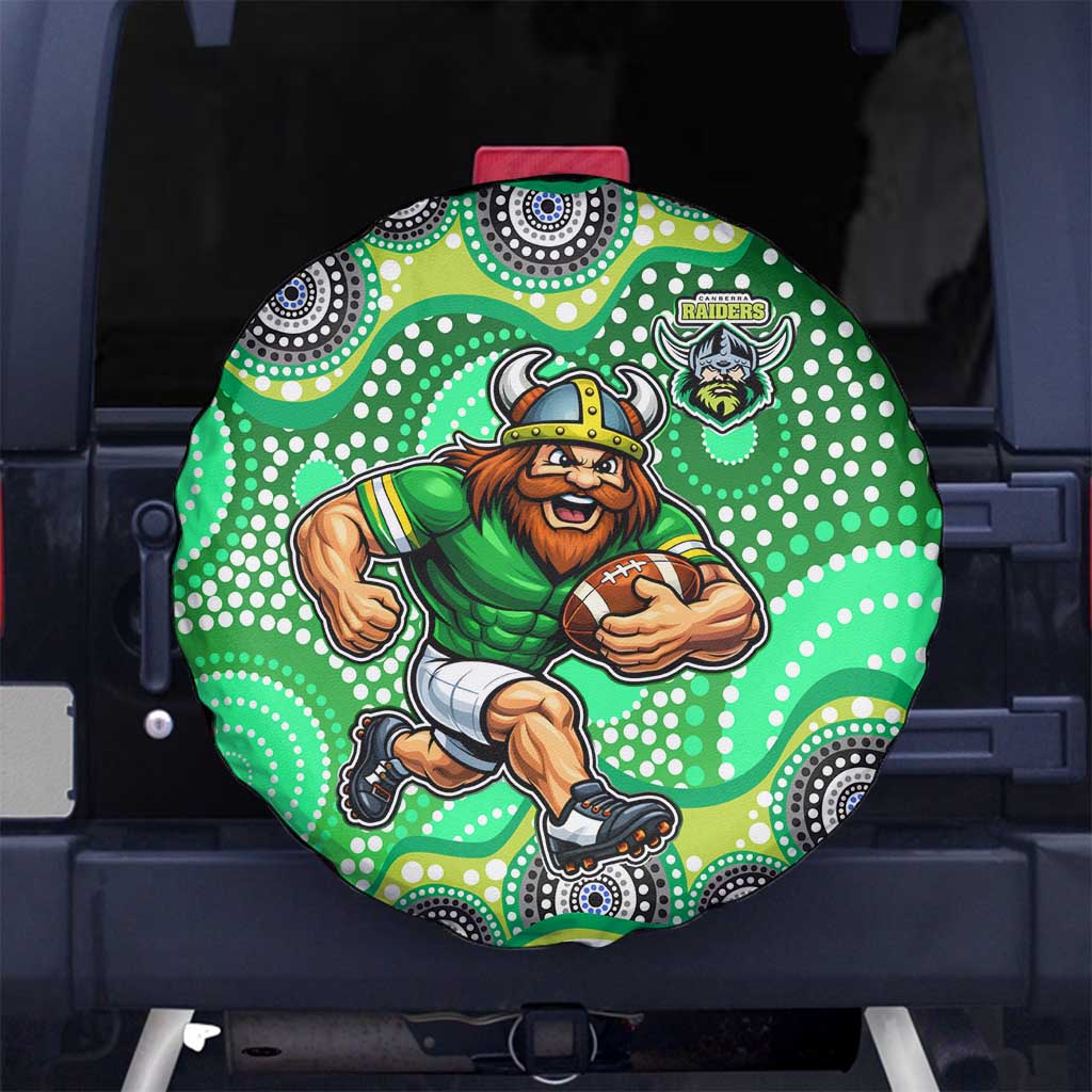 Canberra Raiders Spare Tire Cover Aboriginal Dot Pattern - Rugby Mascot Heritage Pride