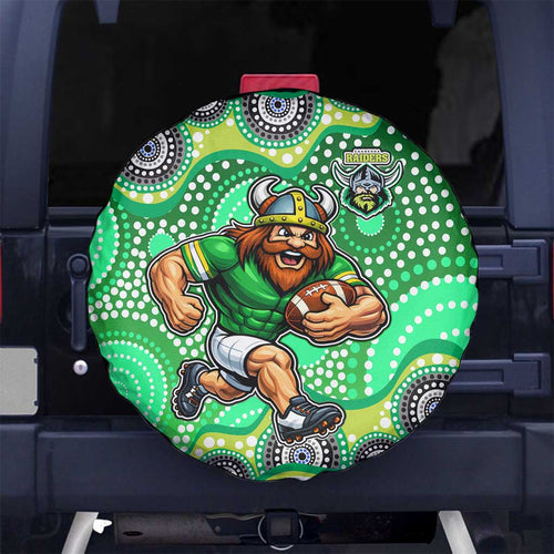 Canberra Raiders Spare Tire Cover Aboriginal Dot Pattern - Rugby Mascot Heritage Pride