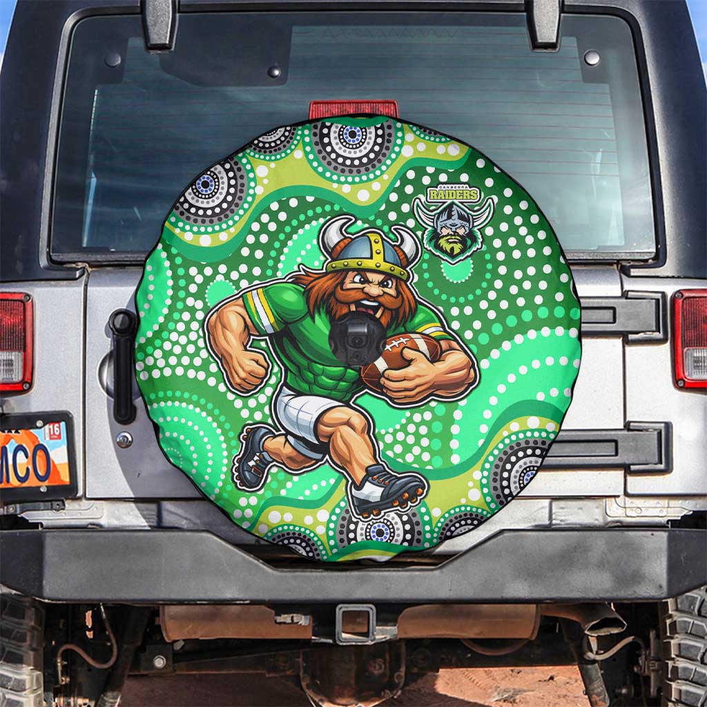 Canberra Raiders Spare Tire Cover Aboriginal Dot Pattern - Rugby Mascot Heritage Pride